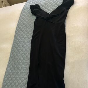 Black Ruffle Form Fitting Dress